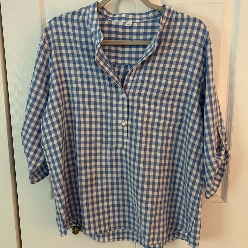 Blue Gingham Top Size XXL